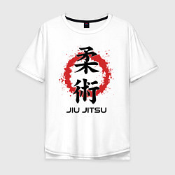 Футболка оверсайз мужская Jiu jitsu red splashes logo, цвет: белый
