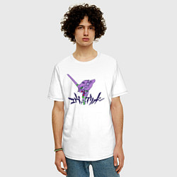 Футболка оверсайз мужская Anime Evangelion unit-01, цвет: белый — фото 2