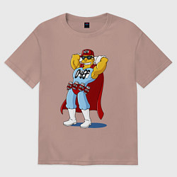 Футболка оверсайз мужская Duffman - Simpsons, цвет: пыльно-розовый