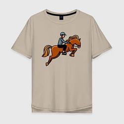 Футболка оверсайз мужская Наездник на лошади, цвет: миндальный