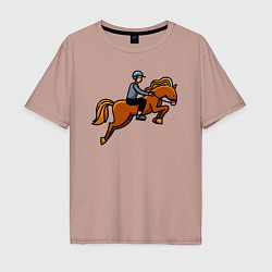 Футболка оверсайз мужская Наездник на лошади, цвет: пыльно-розовый