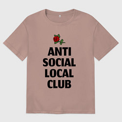 Футболка оверсайз мужская Anti social local club, цвет: пыльно-розовый