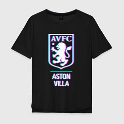 Футболка оверсайз мужская Aston Villa FC в стиле glitch, цвет: черный