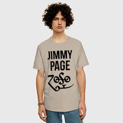 Футболка оверсайз мужская Jimmy Page - Led Zeppelin - legend, цвет: миндальный — фото 2