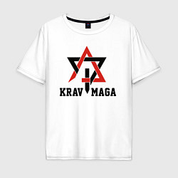 Футболка оверсайз мужская Krav-maga hand-to-hand combat emblem, цвет: белый