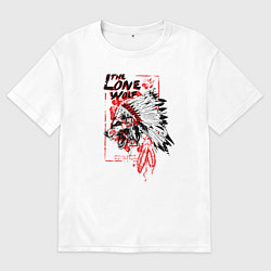 Мужская футболка оверсайз Одинокий волк индеец