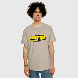 Футболка оверсайз мужская Chevrolet Camaro American Car, цвет: миндальный — фото 2