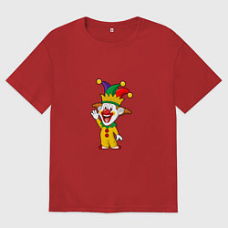 Футболка оверсайз мужская Клоун машет рукой, цвет: красный