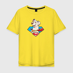 Футболка оверсайз мужская Пес Супермена Крипто DC Лига Суперпитомцы, цвет: желтый