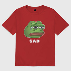 Футболка оверсайз мужская Sad Pepe art, цвет: красный