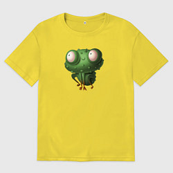 Футболка оверсайз мужская Зеленый удивленный лягушонок, цвет: желтый