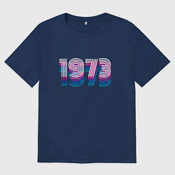 Футболка оверсайз мужская 1973 год ретро неон, цвет: тёмно-синий
