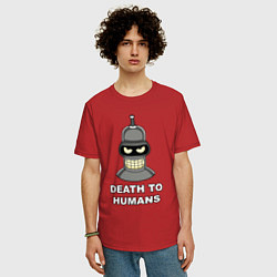 Футболка оверсайз мужская Bender - death to humans, цвет: красный — фото 2