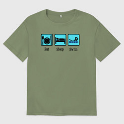 Мужская футболка оверсайз Ешь Спи Плавай