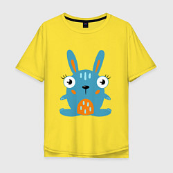 Футболка оверсайз мужская Смешной круглый заяц, глазастый кролик, цвет: желтый