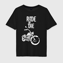 Футболка оверсайз мужская Ride or Die винтаж, цвет: черный