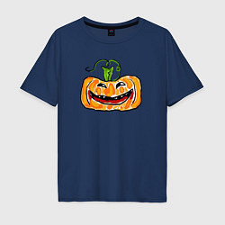 Мужская футболка оверсайз Веселая тыква на Хэллоуин