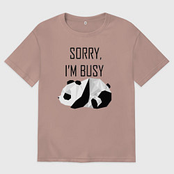 Футболка оверсайз мужская Извини я занят - панда, цвет: пыльно-розовый