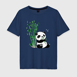Мужская футболка оверсайз Панда бамбук и стрекоза