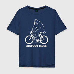 Футболка оверсайз мужская Бигфут на велосипеде, цвет: тёмно-синий