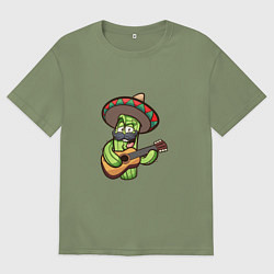 Футболка оверсайз мужская Кактус - Мексиканец, цвет: авокадо