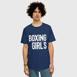 Футболка оверсайз мужская Boxing girls, цвет: тёмно-синий — фото 2