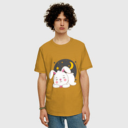Футболка оверсайз мужская Спящий Зайка, цвет: горчичный — фото 2