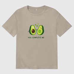 Футболка оверсайз мужская Влюбленные авокадо Милые авокадики, цвет: миндальный