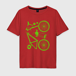 Футболка оверсайз мужская Детали велосипеда, цвет: красный