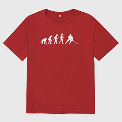 Футболка оверсайз мужская Эволюция в хоккей, цвет: красный