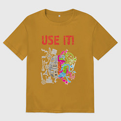 Футболка оверсайз мужская Используй мозг! Думай головой!, цвет: горчичный