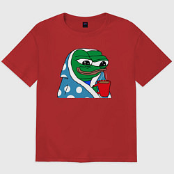 Мужская футболка оверсайз Frog Pepe мем