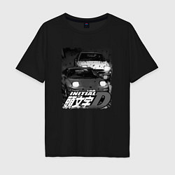 Футболка оверсайз мужская Initial d аниме про дрифт, цвет: черный