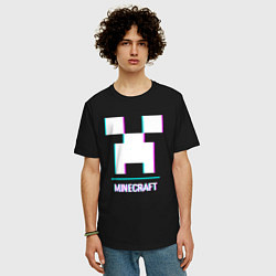 Футболка оверсайз мужская Minecraft в стиле glitch и баги графики, цвет: черный — фото 2