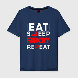 Мужская футболка оверсайз Надпись eat sleep Far Cry repeat