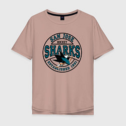 Футболка оверсайз мужская San Jose Sharks, цвет: пыльно-розовый