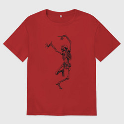 Футболка оверсайз мужская Скелет и балет, цвет: красный