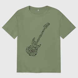 Футболка оверсайз мужская Гитара из нот, цвет: авокадо