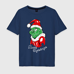 Мужская футболка оверсайз Merry Christmas, Santa Claus Grinch