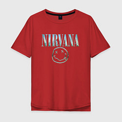 Футболка оверсайз мужская Nirvana - смайлик, цвет: красный