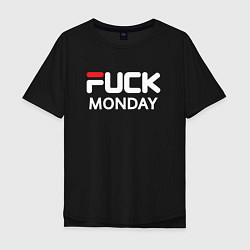 Футболка оверсайз мужская Fuck monday, fila, anti-brand, цвет: черный