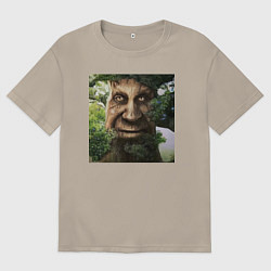 Футболка оверсайз мужская Wise Mystical Tree, цвет: миндальный