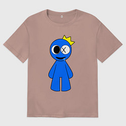 Футболка оверсайз мужская Радужные друзья Синий улыбается, цвет: пыльно-розовый