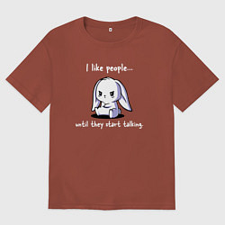 Футболка оверсайз мужская I like people rabbit, цвет: кирпичный