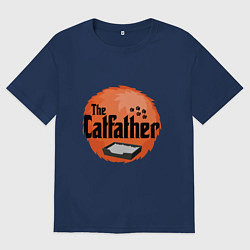 Футболка оверсайз мужская Cat father, цвет: тёмно-синий