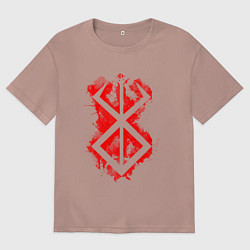 Футболка оверсайз мужская Клеймо жертвы - брызги - гатс, цвет: пыльно-розовый