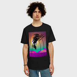 Футболка оверсайз мужская Palms space purple, цвет: черный — фото 2