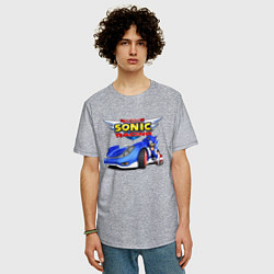 Футболка оверсайз мужская Team Sonic racing - hedgehog, цвет: меланж — фото 2