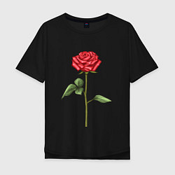 Футболка оверсайз мужская Роза красная, цвет: черный