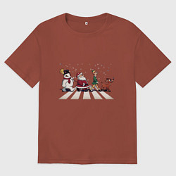 Футболка оверсайз мужская Beatles Christmas, цвет: кирпичный
